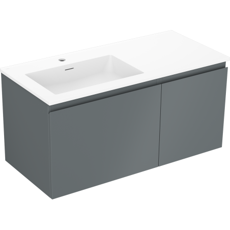 Mexen Orio kúpeľňová skrinka 100 cm s umývadlom Otis ľavou, 1S, 1D, grafit mat/biela mat - 91A13-10047-3-BBFF66-W18L01