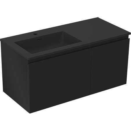 Mexen Orio kúpeľňová skrinka 100 cm s umývadlom Otis ľavým, 1S, 1D, čierna mat - 91A13-10047-3-BBFF71-W18L71