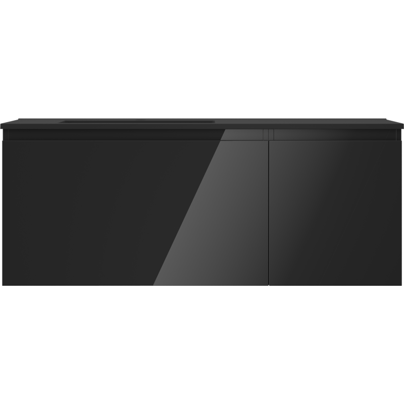 Mexen Orio kúpeľňová skrinka 120 cm s umývadlom Otis ľavým, 1S, 1D, čierny lesk/čierny mat - 91A13-12047-3-BBFF70-W18L71