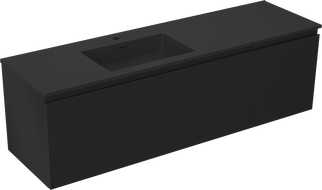 Mexen Orio kúpeľňová skrinka 160 cm s umývadlom Otis ľavá, 1S, 1D, čierna matná - 91A13-16047-3-BBFF71-W18L71