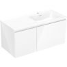 Mexen Orio kúpeľňová skrinka 100 cm s umývadlom Otis pravá, 1S, 1D, biela lesk - 91A13-10047-3-BBFF00-W18P00