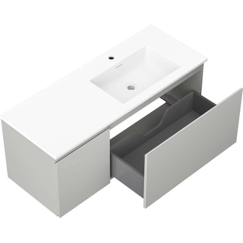Mexen Orio kúpeľňová skrinka 120 cm s umývadlom Otis pravým, 1S, 1D, sivá matná/biela matná - 91A13-12047-3-BBFF62-W18P01