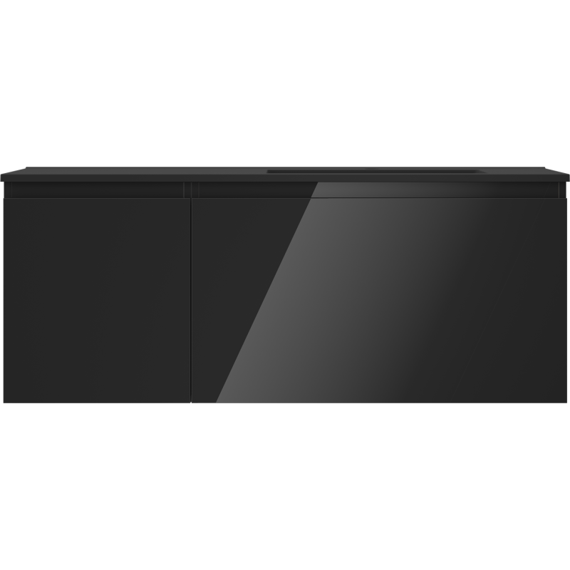 Mexen Orio kúpeľňová skrinka 120 cm s umývadlom Otis pravá, 1S, 1D, čierna lesklá/čierna matná - 91A13-12047-3-BBFF70-W18P71