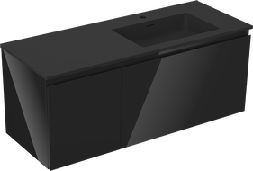 Mexen Orio kúpeľňová skrinka 120 cm s umývadlom Otis pravá, 1S, 1D, čierna lesklá/čierna matná - 91A13-12047-3-BBFF70-W18P71
