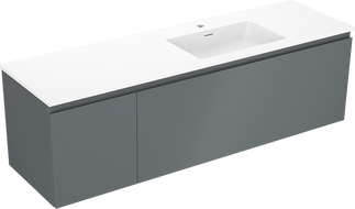 Mexen Orio kúpeľňová skrinka 160 cm s umývadlom Otis pravým, 1S, 1D, grafit mat/biela mat - 91A13-16047-3-BBFF66-W18P01