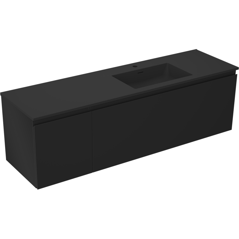 Mexen Orio kúpeľňová skrinka 160 cm s umývadlom Otis pravým, 1S, 1D, čierna matná - 91A13-16047-3-BBFF71-W18P71