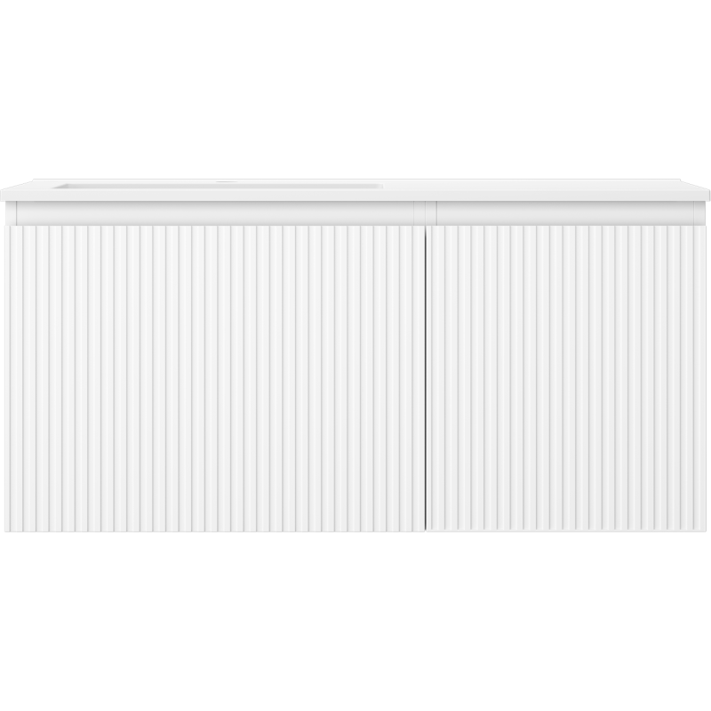 Mexen Rivel kúpeľňová skrinka 100 cm s umývadlom Otis ľavým, 1S, 1D, ryhovaná, biela mat - 91A23-10047-3-BBFF01-W18L01