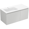 Mexen Rivel kúpeľňová skrinka 100 cm s umývadlom Otis ľavá, 1S, 1D, ryhovaná, sivá mat/biela mat