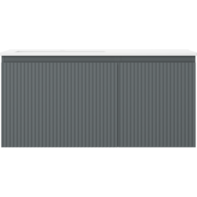 Mexen Rivel kúpeľňová skrinka 100 cm s umývadlom Otis ľavá, 1S, 1D, ryhovaná, grafit mat/biela mat - 91A23-10047-3-BBFF66-W18L01