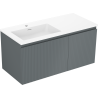 Mexen Rivel kúpeľňová skrinka 100 cm s umývadlom Otis ľavá, 1S, 1D, ryhovaná, grafit mat/biela mat - 91A23-10047-3-BBFF66-W18L01