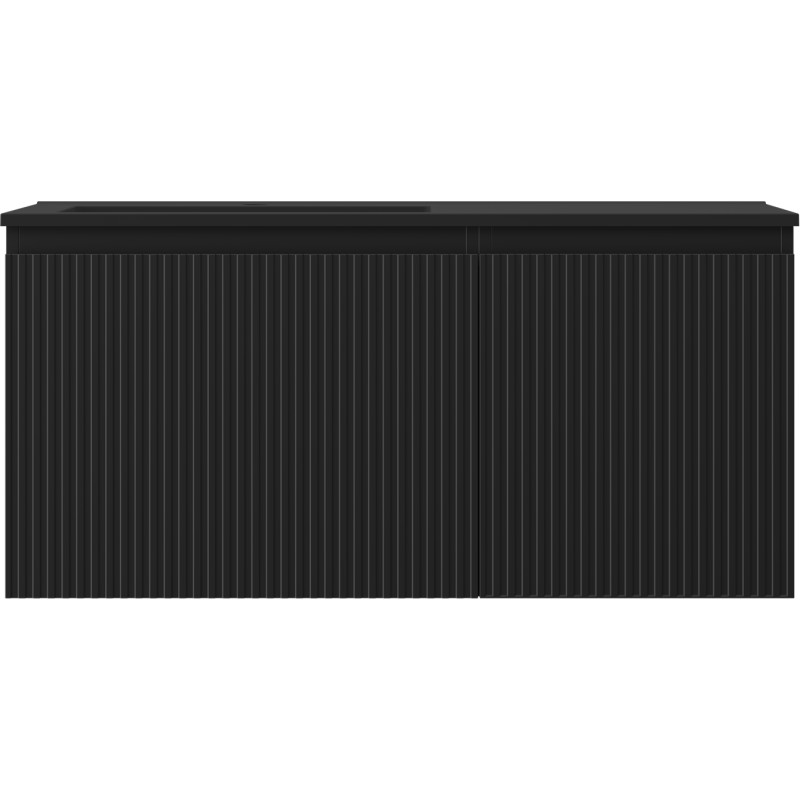 Mexen Rivel kúpeľňová skrinka 100 cm s umývadlom Otis ľavá, 1S, 1D, ryhovaná, čierna matná - 91A23-10047-3-BBFF71-W18L71