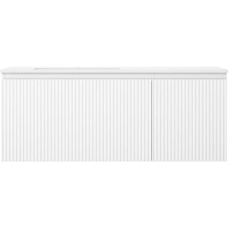 Mexen Rivel kúpeľňová skrinka 120 cm s ľavým umývadlom Otis, 1S, 1D, drážkovaná, biela mat - 91A23-12047-3-BBFF01-W18L01