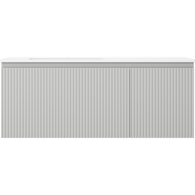 Mexen Rivel kúpeľňová skrinka 120 cm s umývadlom Otis ľavá, 1S, 1D, drážkovaná, sivá matná/biela matná