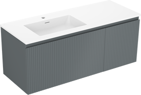 Mexen Rivel kúpeľňová skrinka 120 cm s umývadlom Otis ľavá, 1S, 1D, ryhovaná, grafit mat/biela mat - 91A23-12047-3-BBFF66-W18L01