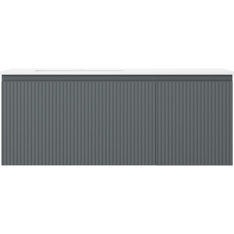 Mexen Rivel kúpeľňová skrinka 120 cm s umývadlom Otis ľavá, 1S, 1D, ryhovaná, grafit mat/biela mat - 91A23-12047-3-BBFF66-W18L01