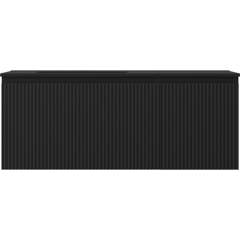 Mexen Rivel kúpeľňová skrinka 120 cm s umývadlom Otis ľavým, 1S, 1D, ryhovaná, čierna mat - 91A23-12047-3-BBFF71-W18L71