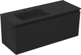 Mexen Rivel kúpeľňová skrinka 120 cm s umývadlom Otis ľavým, 1S, 1D, ryhovaná, čierna mat - 91A23-12047-3-BBFF71-W18L71