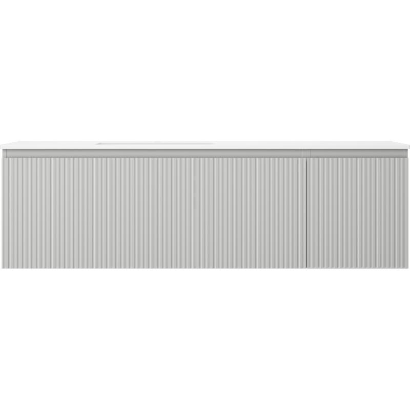 Mexen Rivel kúpeľňová skrinka 160 cm s umývadlom Otis ľavou, 1S, 1D, ryhovaná, sivá matná/biela matná