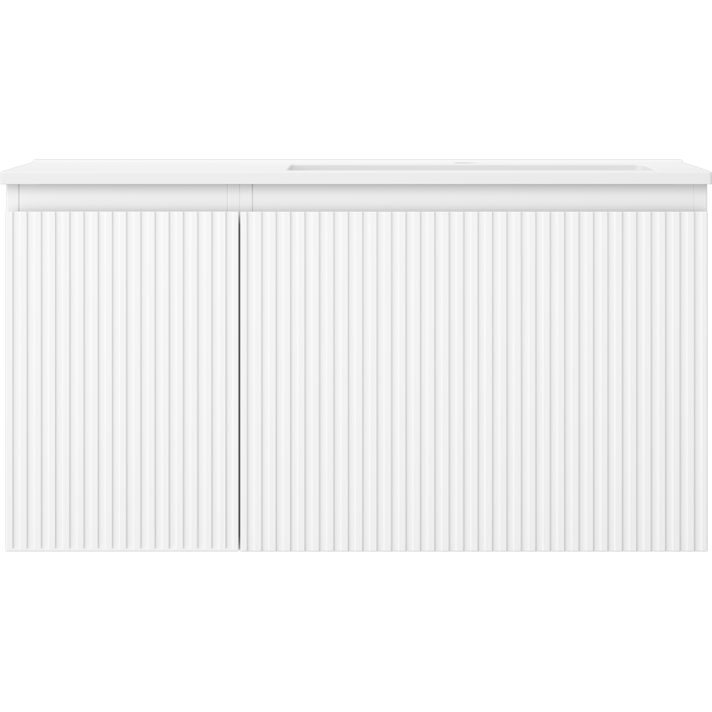 Mexen Rivel kúpeľňová skrinka 90 cm s umývadlom Otis pravé, 1S, 1D, drážkovaná, biela matná - 91A23-09047-3-BBFF01-W18P01