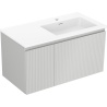 Mexen Rivel kúpeľňová skrinka 90 cm s umývadlom Otis pravá, 1S, 1D, ryhovaná, šedá mat/biela mat - 91A23-09047-3-BBFF62-W18P01