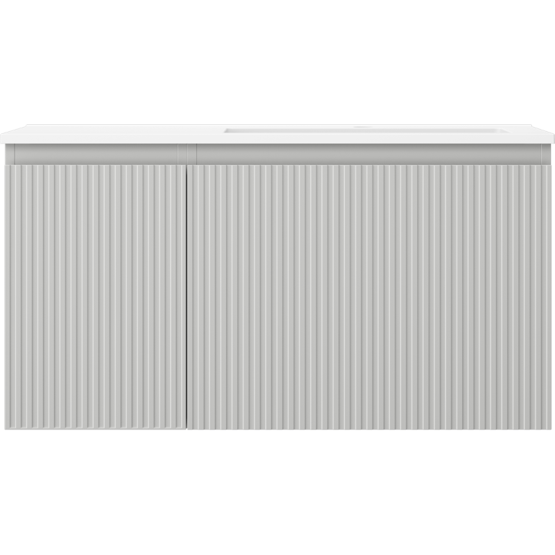 Mexen Rivel kúpeľňová skrinka 90 cm s umývadlom Otis pravá, 1S, 1D, ryhovaná, šedá mat/biela mat - 91A23-09047-3-BBFF62-W18P01