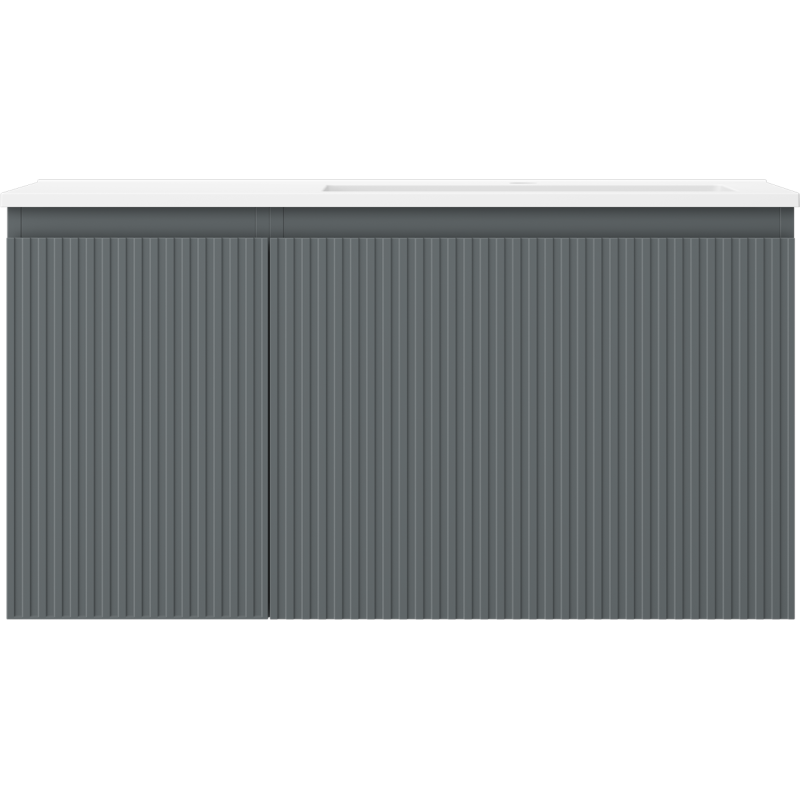 Mexen Rivel kúpeľňová skrinka 90 cm s umývadlom Otis pravá, 1S, 1D, ryhovaná, grafit mat/biela mat