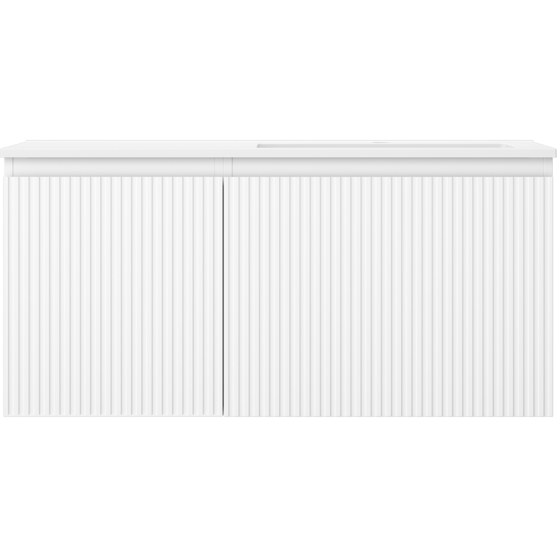 Mexen Rivel kúpeľňová skrinka 100 cm s umývadlom Otis pravá, 1S, 1D, ryhovaná, biela matná - 91A23-10047-3-BBFF01-W18P01