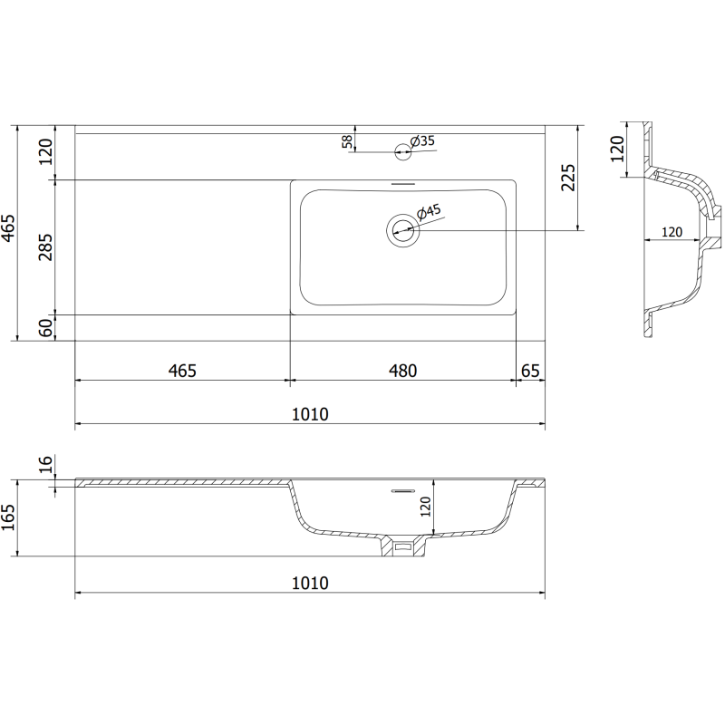 Mexen Rivel kúpeľňová skrinka 100 cm s umývadlom Otis pravým, 1S, 1D, ryhovaná, šedá matná/biela matná
