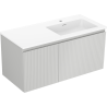 Mexen Rivel kúpeľňová skrinka 100 cm s umývadlom Otis pravým, 1S, 1D, ryhovaná, šedá matná/biela matná