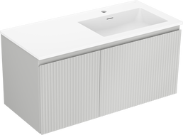 Mexen Rivel kúpeľňová skrinka 100 cm s umývadlom Otis pravým, 1S, 1D, ryhovaná, šedá matná/biela matná