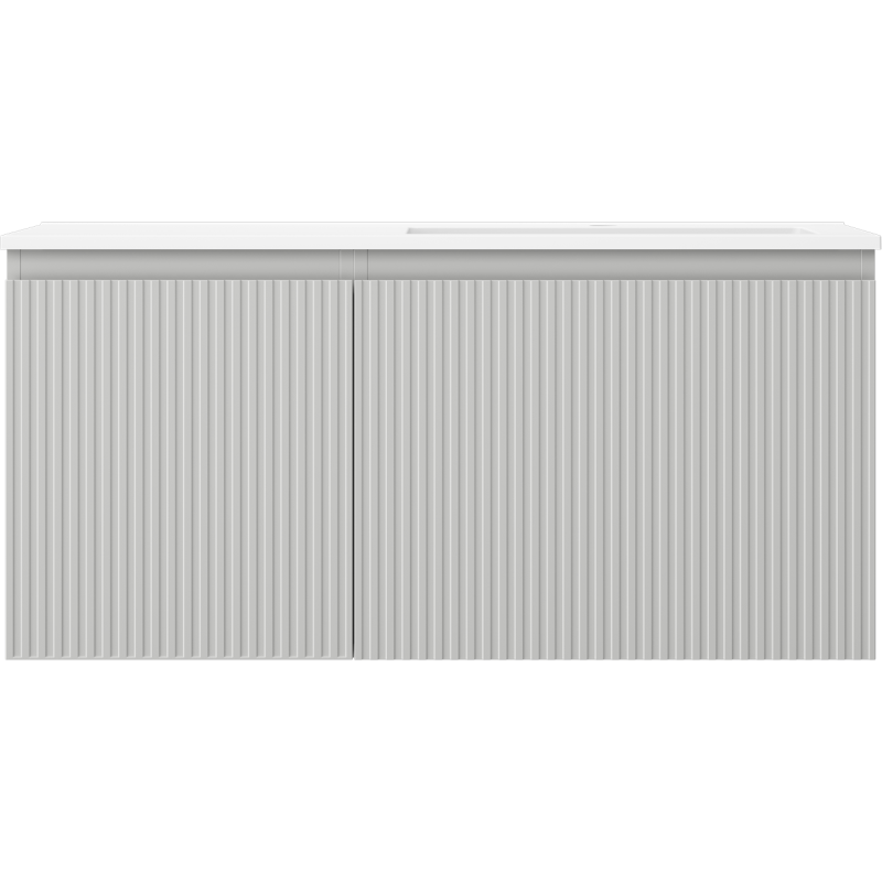 Mexen Rivel kúpeľňová skrinka 100 cm s umývadlom Otis pravým, 1S, 1D, ryhovaná, šedá matná/biela matná