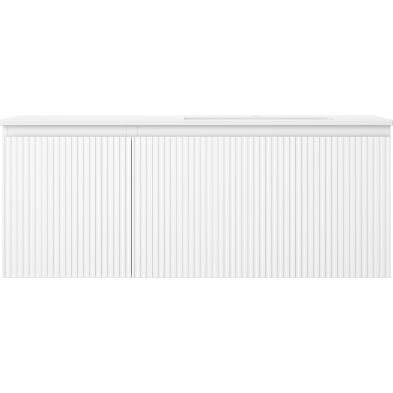 Mexen Rivel kúpeľňová skrinka 120 cm s pravým umývadlom Otis, 1S, 1D, ryhovaná, biela matná - 91A23-12047-3-BBFF01-W18P01