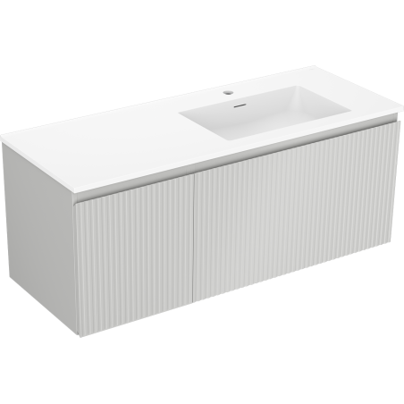Mexen Rivel kúpeľňová skrinka 120 cm s umývadlom Otis pravá, 1S, 1D, ryhovaná, šedá matná/biela matná