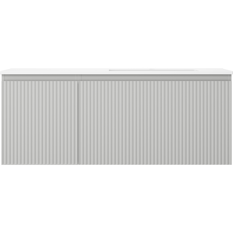 Mexen Rivel kúpeľňová skrinka 120 cm s umývadlom Otis pravá, 1S, 1D, ryhovaná, šedá matná/biela matná