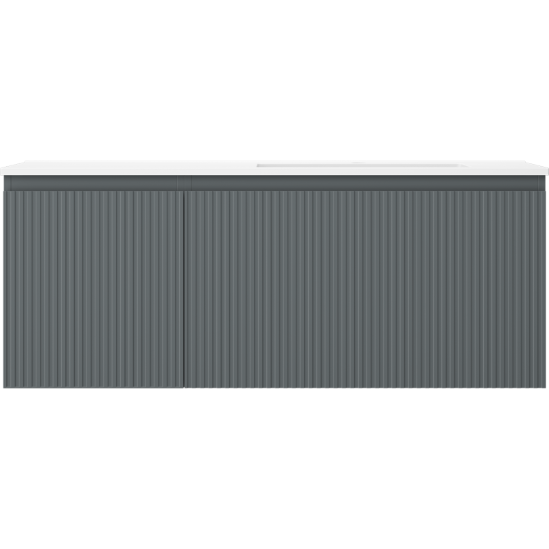 Mexen Rivel kúpeľňová skrinka 120 cm s umývadlom Otis pravá, 1S, 1D, ryhovaná, grafit/biela matná
