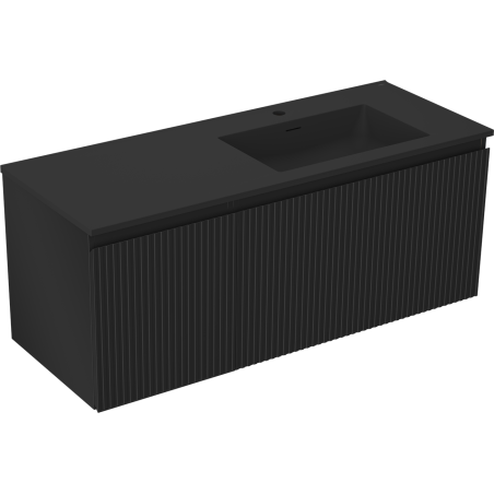 Mexen Rivel kúpeľňová skrinka 120 cm s umývadlom Otis pravým, 1S, 1D, drážkovaná, čierna mat - 91A23-12047-3-BBFF71-W18P71