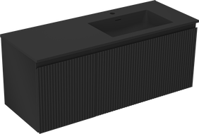 Mexen Rivel kúpeľňová skrinka 120 cm s umývadlom Otis pravým, 1S, 1D, drážkovaná, čierna mat - 91A23-12047-3-BBFF71-W18P71