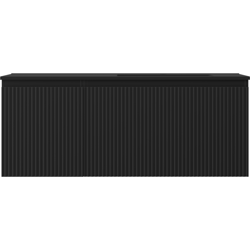 Mexen Rivel kúpeľňová skrinka 120 cm s umývadlom Otis pravým, 1S, 1D, drážkovaná, čierna mat - 91A23-12047-3-BBFF71-W18P71