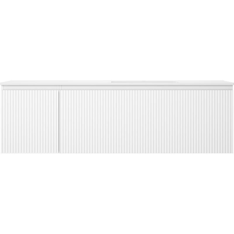 Mexen Rivel kúpeľňová skrinka 160 cm s umývadlom Otis pravé, 1S, 1D, ryhovaná, biela matná - 91A23-16047-3-BBFF01-W18P01