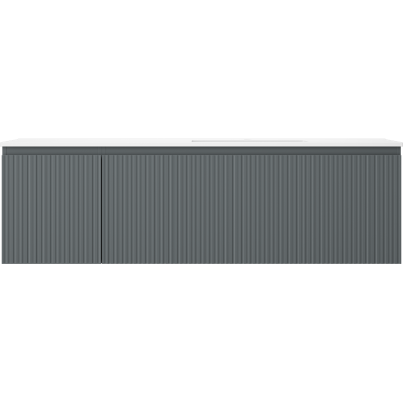 Mexen Rivel kúpeľňová skrinka 160 cm s umývadlom Otis pravým, 1S, 1D, ryhovaná, grafit/biela mat - 91A23-16047-3-BBFF66-W18P01