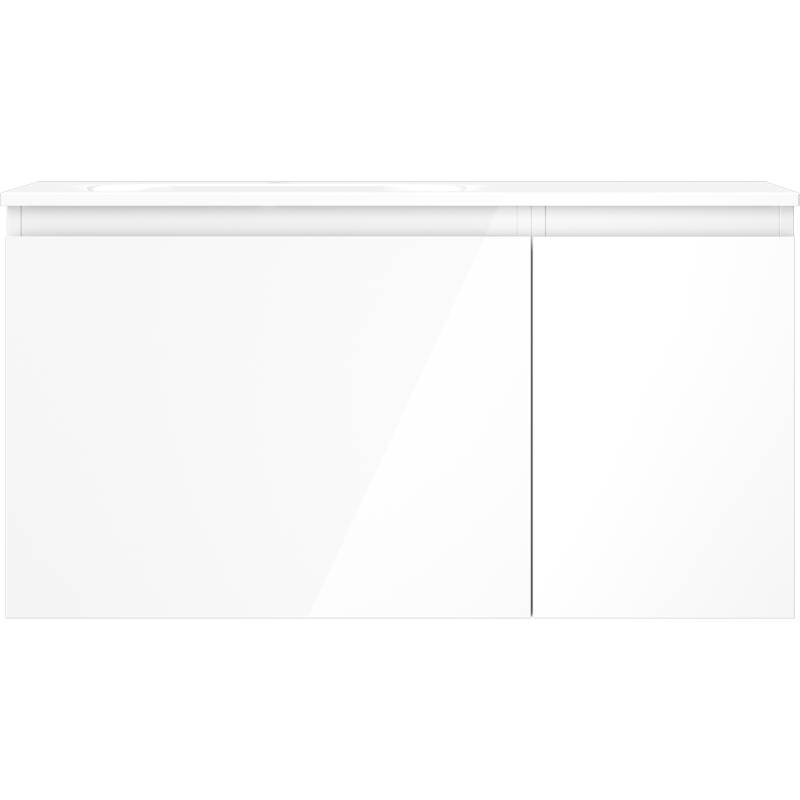 Mexen Orio kúpeľňová skrinka 90 cm s ľavým umývadlom Vela, 1S, 1D, biela lesklá - 91A13-09047-3-BBFF00-W23L00