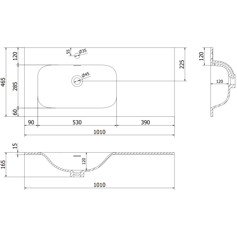 Mexen Orio kúpeľňová skrinka 100 cm s umývadlom Vela ľavá, 1S, 1D, čierna matná - 91A13-10047-3-BBFF71-W23L71