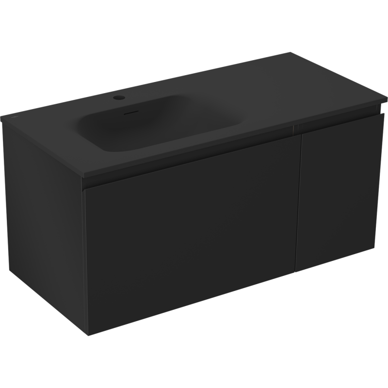 Mexen Orio kúpeľňová skrinka 100 cm s umývadlom Vela ľavá, 1S, 1D, čierna matná - 91A13-10047-3-BBFF71-W23L71