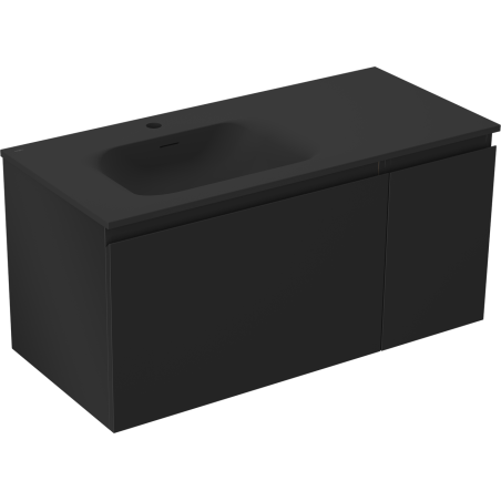 Mexen Orio kúpeľňová skrinka 100 cm s umývadlom Vela ľavá, 1S, 1D, čierna matná - 91A13-10047-3-BBFF71-W23L71