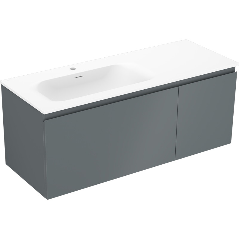 Mexen Orio kúpeľňová skrinka 120 cm s umývadlom Vela ľavým, 1S, 1D, grafit mat/biela mat - 91A13-12047-3-BBFF66-W23L01
