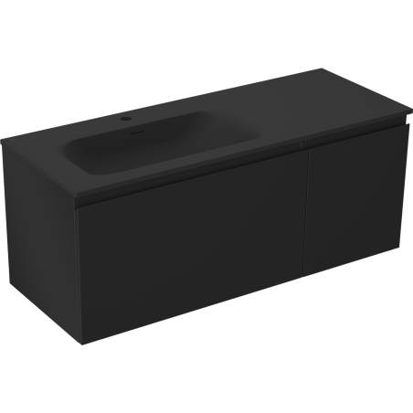 Mexen Orio kúpeľňová skrinka 120 cm s umývadlom Vela ľavé, 1S, 1D, čierna mat - 91A13-12047-3-BBFF71-W23L71