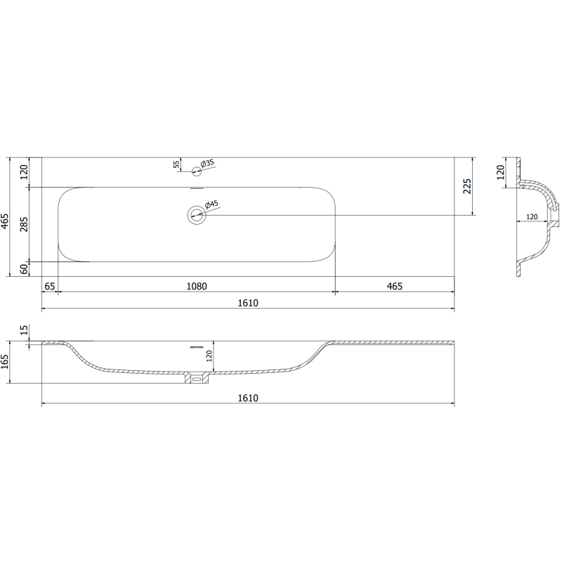 Mexen Orio kúpeľňová skrinka 160 cm s umývadlom Vela ľavým, 1S, 1D, čierny lesk/čierny mat - 91A13-16047-3-BBFF70-W23L71