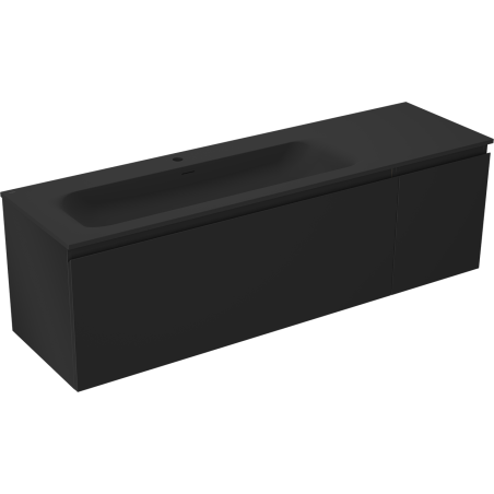 Mexen Orio kúpeľňová skrinka 160 cm s ľavým umývadlom Vela, 1S, 1D, čierna matná - 91A13-16047-3-BBFF71-W23L71