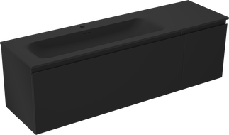 Mexen Orio kúpeľňová skrinka 160 cm s ľavým umývadlom Vela, 1S, 1D, čierna matná - 91A13-16047-3-BBFF71-W23L71