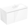 Mexen Orio kúpeľňová skrinka 90 cm s umývadlom Vela pravá, 1S, 1D, biela lesk - 91A13-09047-3-BBFF00-W23P00